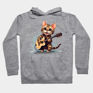 Bengal Cat Playing Guitar Hoodie